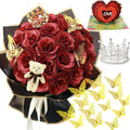 Red Glitter Roses Bouquet 48 DIY Faux Flowers - Romantic Keepsake