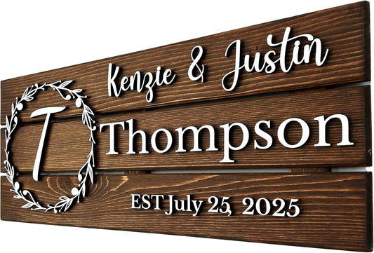 Personalized Wooden Monogram Family Sign for Unique Couples