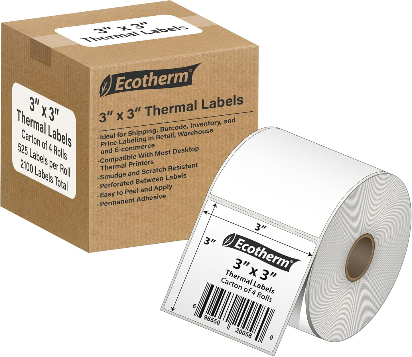 3in x 3in Thermal Labels for Zebra, Munbyn, Rollo Printers