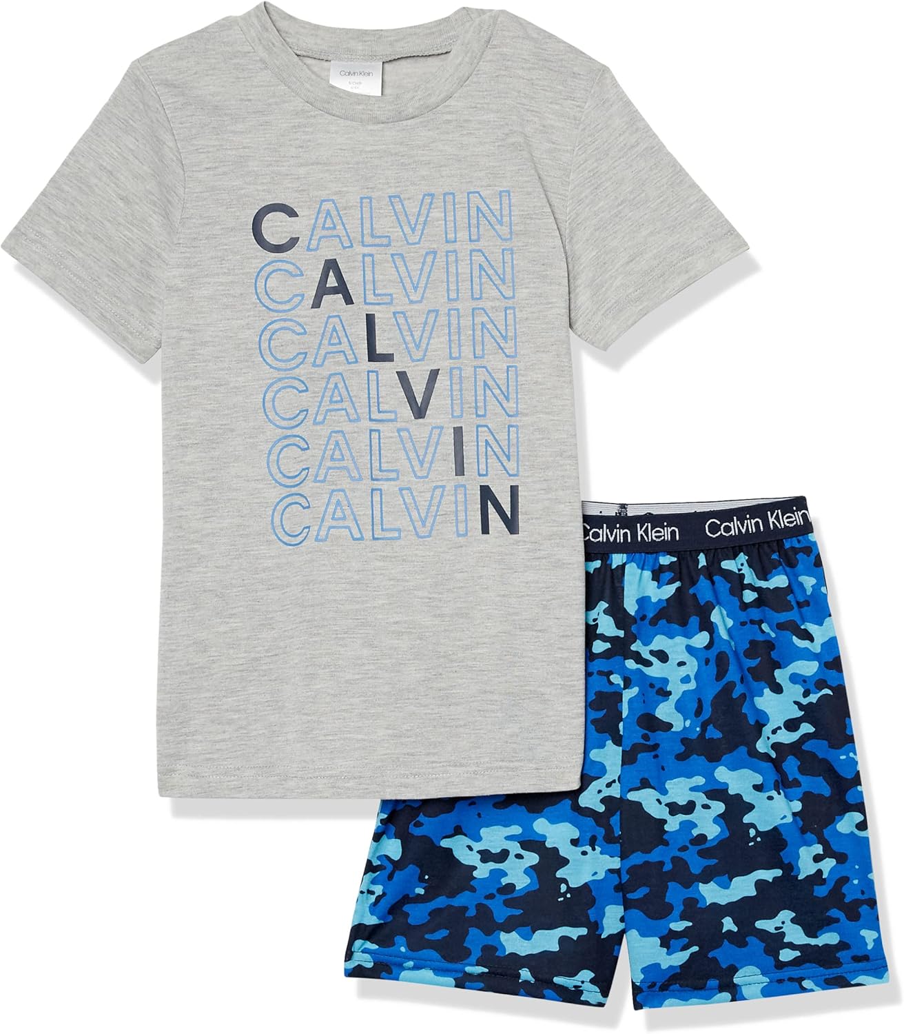 Calvin Klein Boys' Two Piece Sleepwear Pajama Set for Comfort