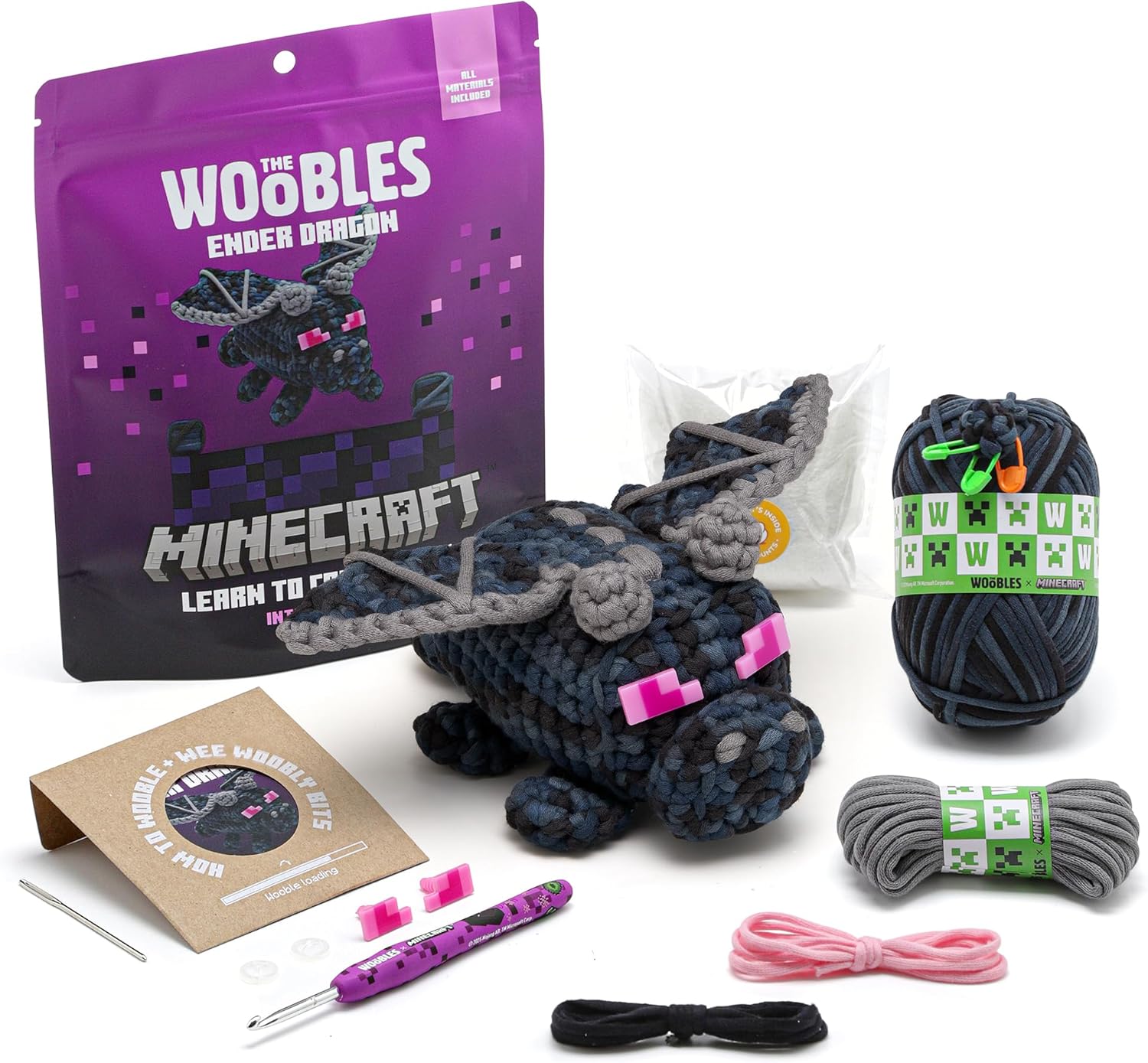 Beginner Crochet Kit for Adults & Kids - Minecraft Ender Dragon