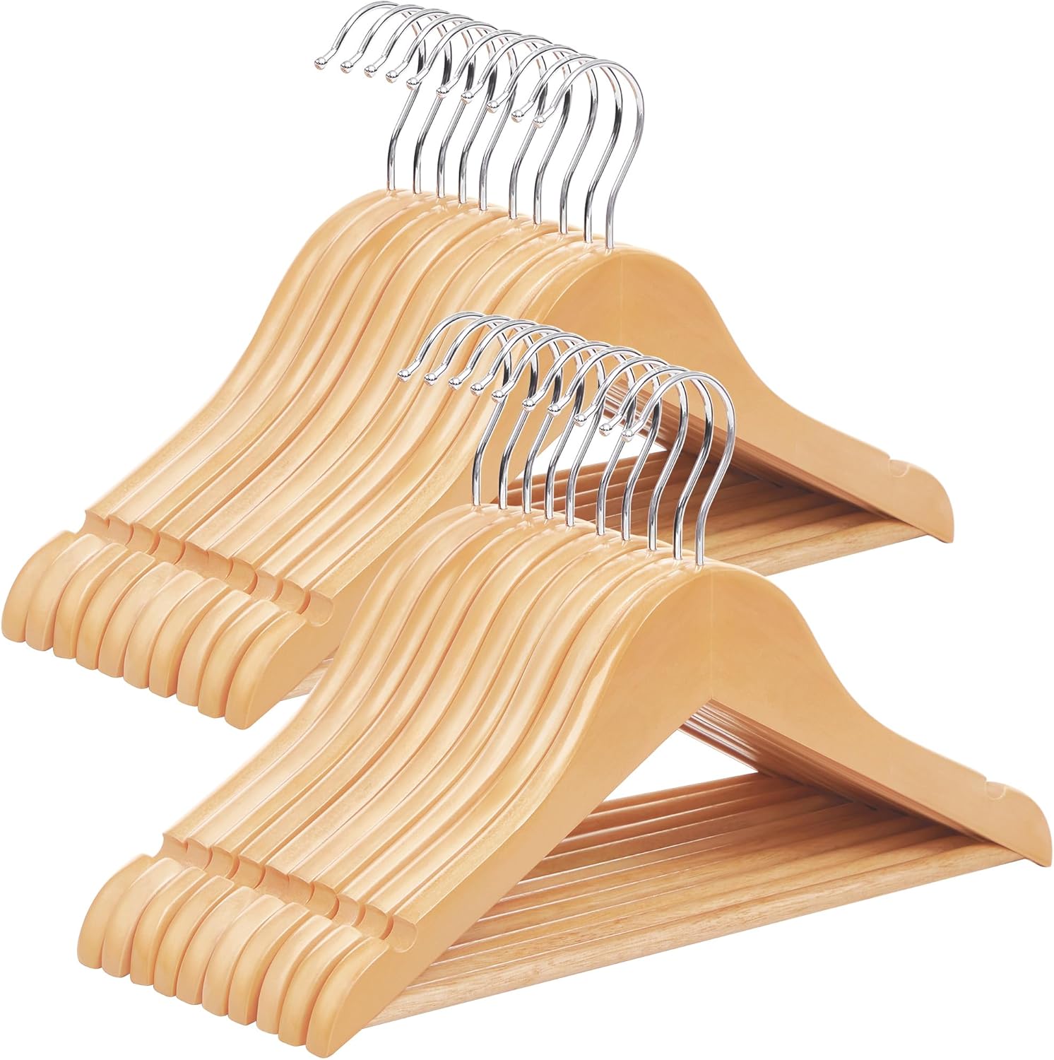 SONGMICS Kids Wooden Hangers 20 Pack for Durable Clothing Care