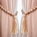 Farmhouse Curtain Tiebacks 2 Pack - Beaded Boho Drapery Holdbacks