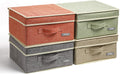 Fabric Storage Box 4 Pack with Lids - Foldable Linen Set for Closet