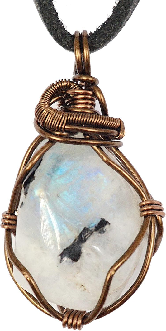 Men's Birthstone Crystal Necklace - Unique Antique Bronze Design