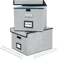 Collapsible File Storage Organizer Boxes with Lids - Portable Linen