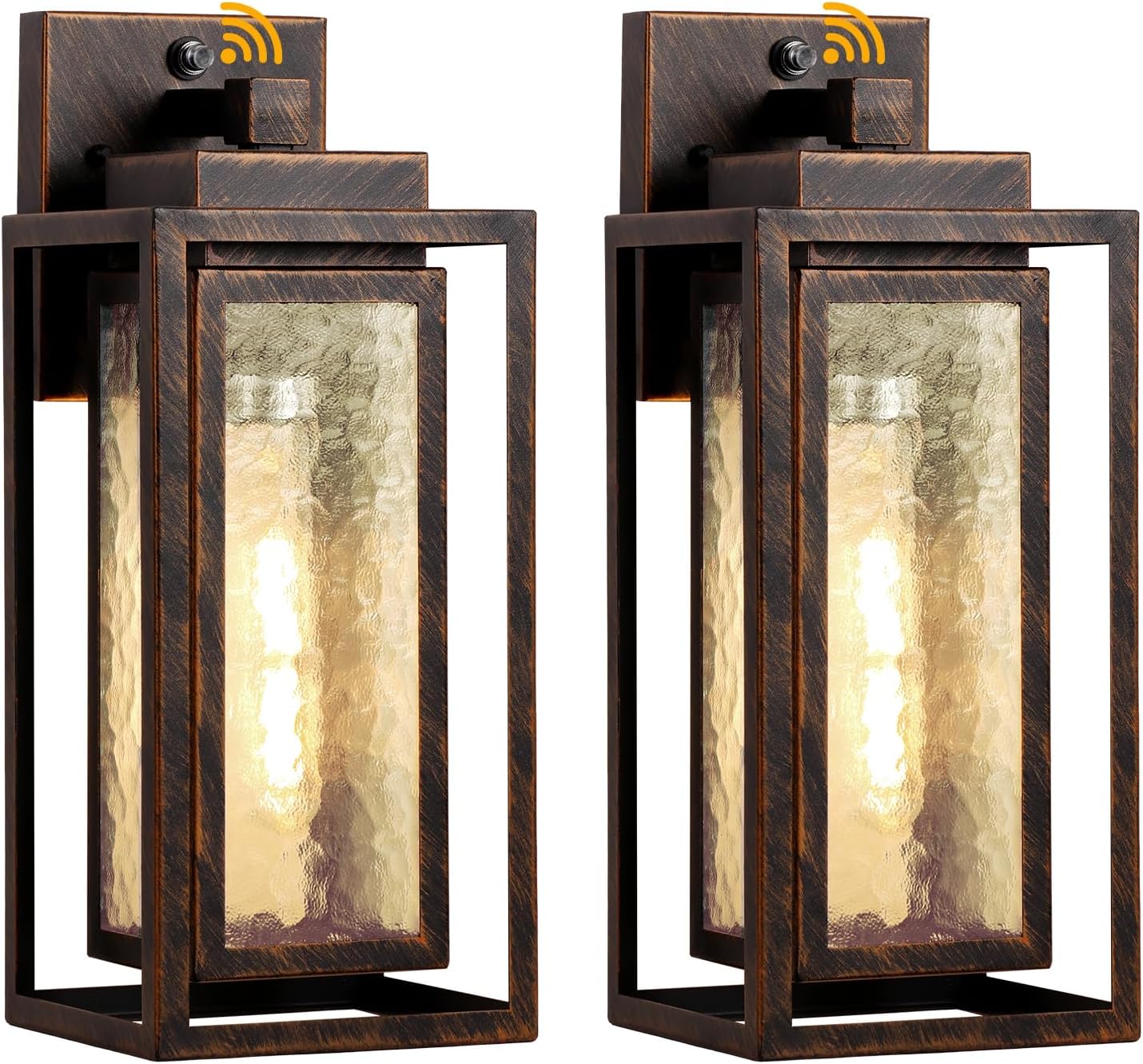 Dusk to Dawn Outdoor Wall Lantern with Water Ripple Design