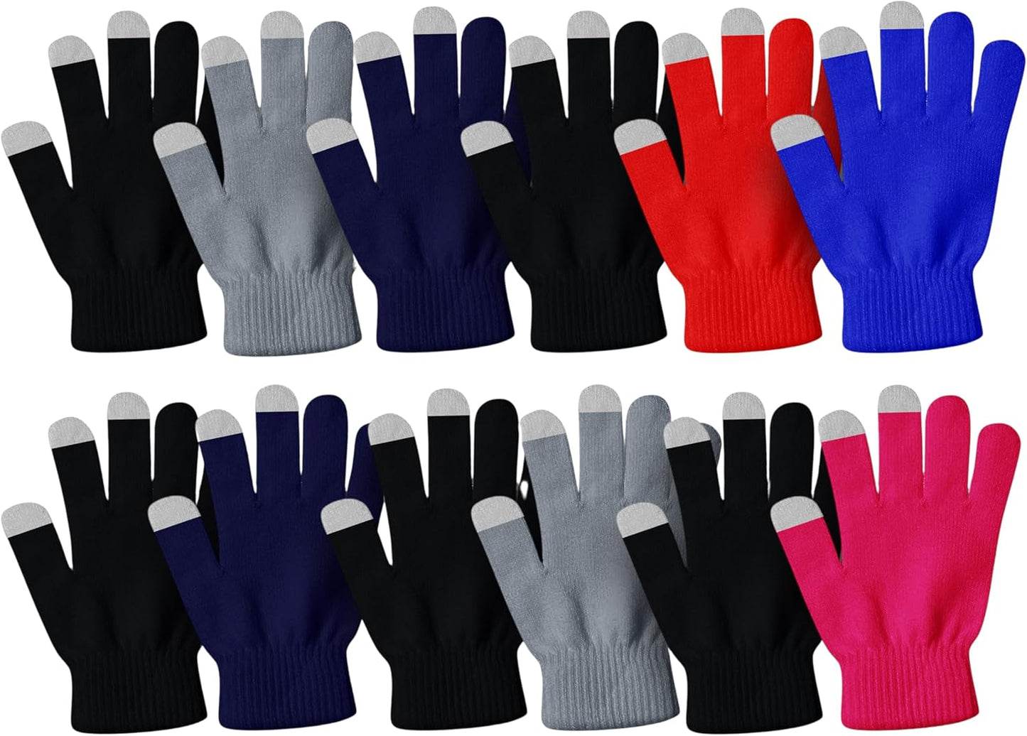 12 Pairs Winterlace Magic Gloves: Warm & Stretchy Bulk Pack