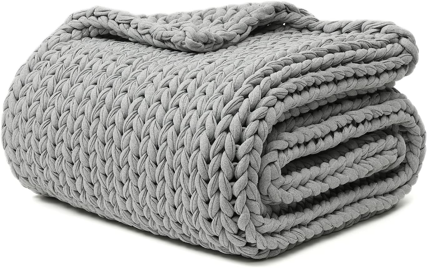 YnM 100% Cotton Weighted Blanket for Calm Sleep and Comfort