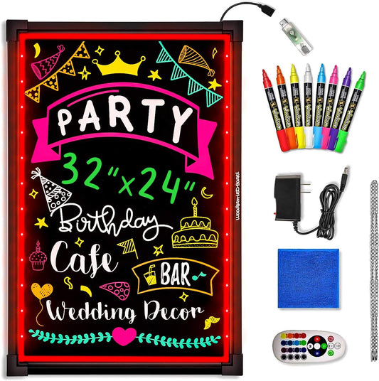 LED Message Writing Board - 32in x 24in Neon Sign for Events