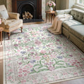 Wonnitar Floral Purple Rug for Bedroom, Soft Non Slip Carpet