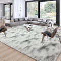 Merelax Soft Area Rug 9 x 12 ft - Plush Tie-Dyed Grey & White