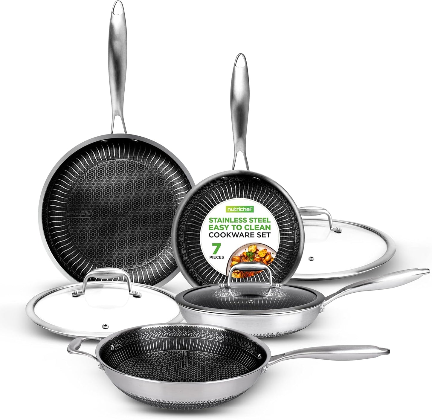 NutriChef 7-Piece Tri-Ply Stainless Steel Frying Pan Set Review