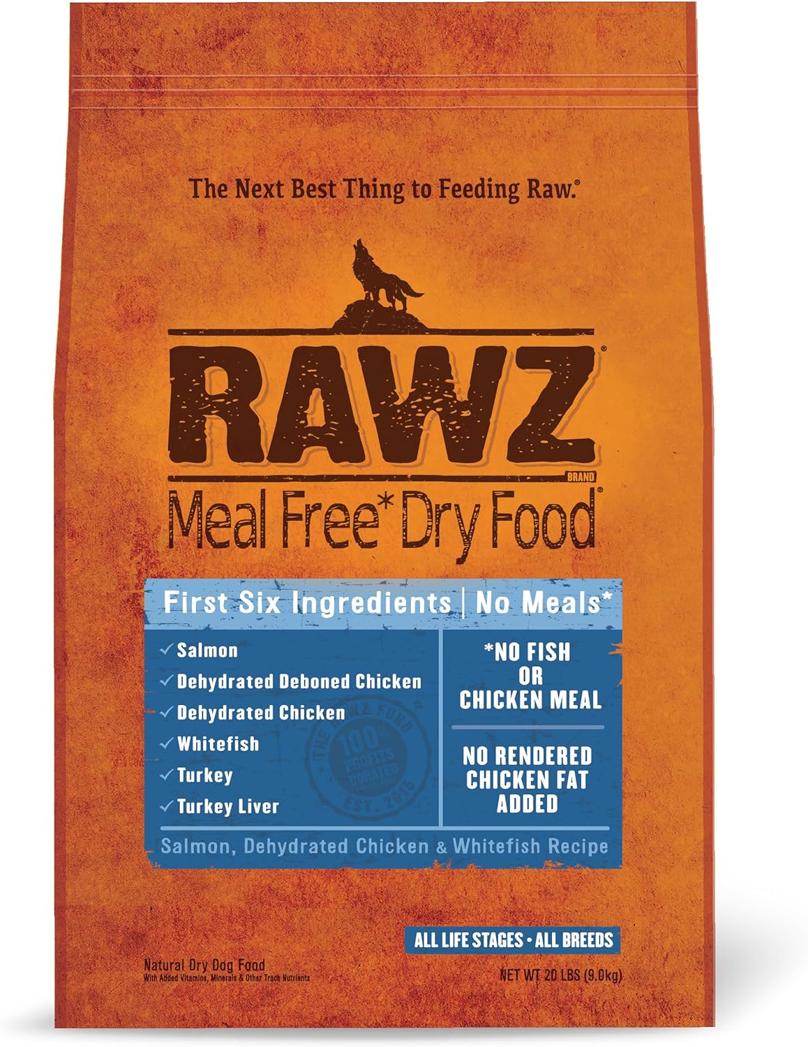 Rawz Meal Free Dry Dog Food with Chicken Salmon Whitefish