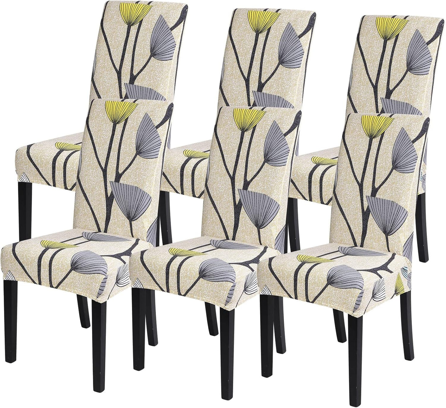 Stretch Printed Dining Room Chair Covers Set of 6 for Protection