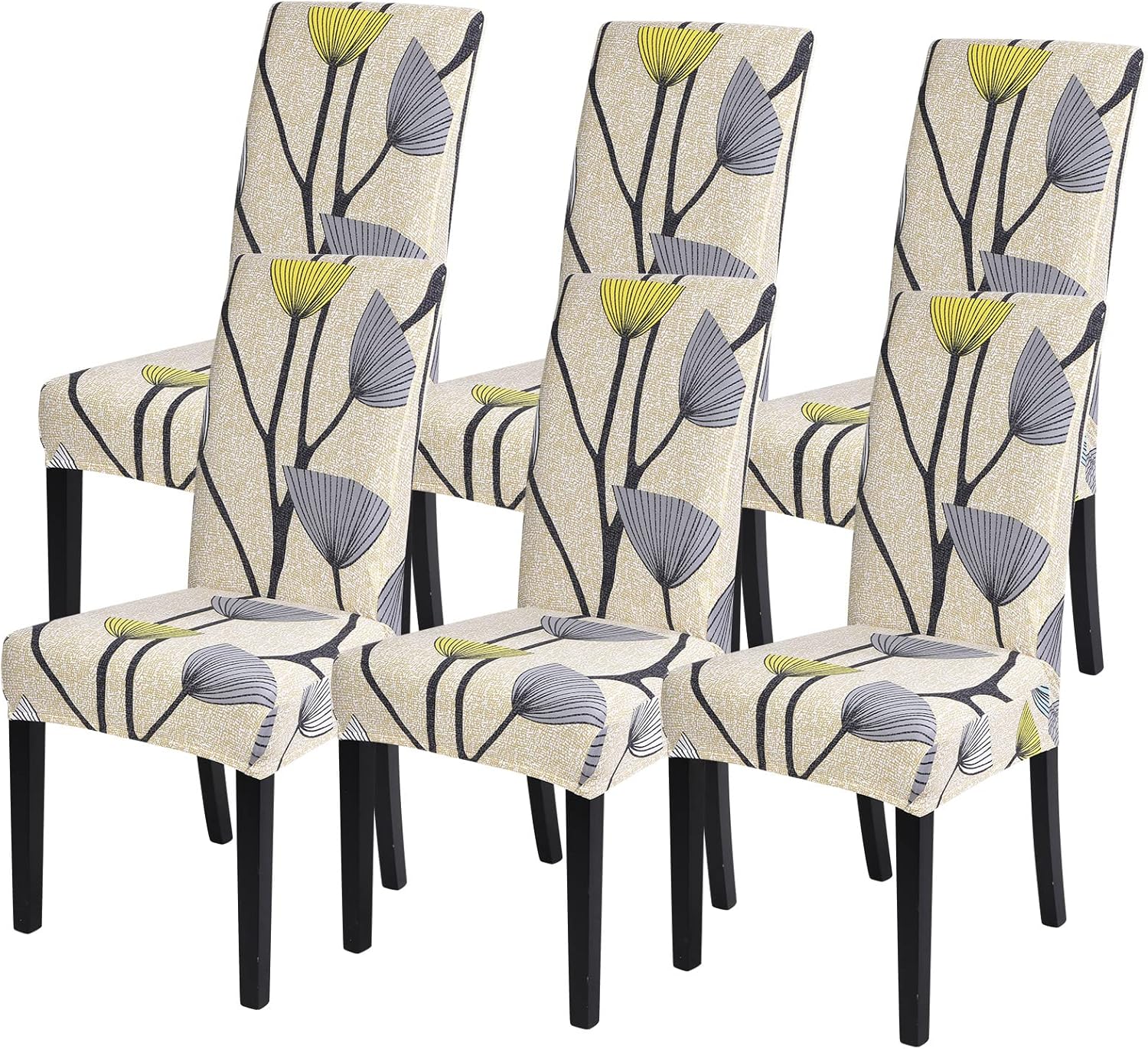 Stretch Printed Dining Room Chair Covers Set of 6 for Protection