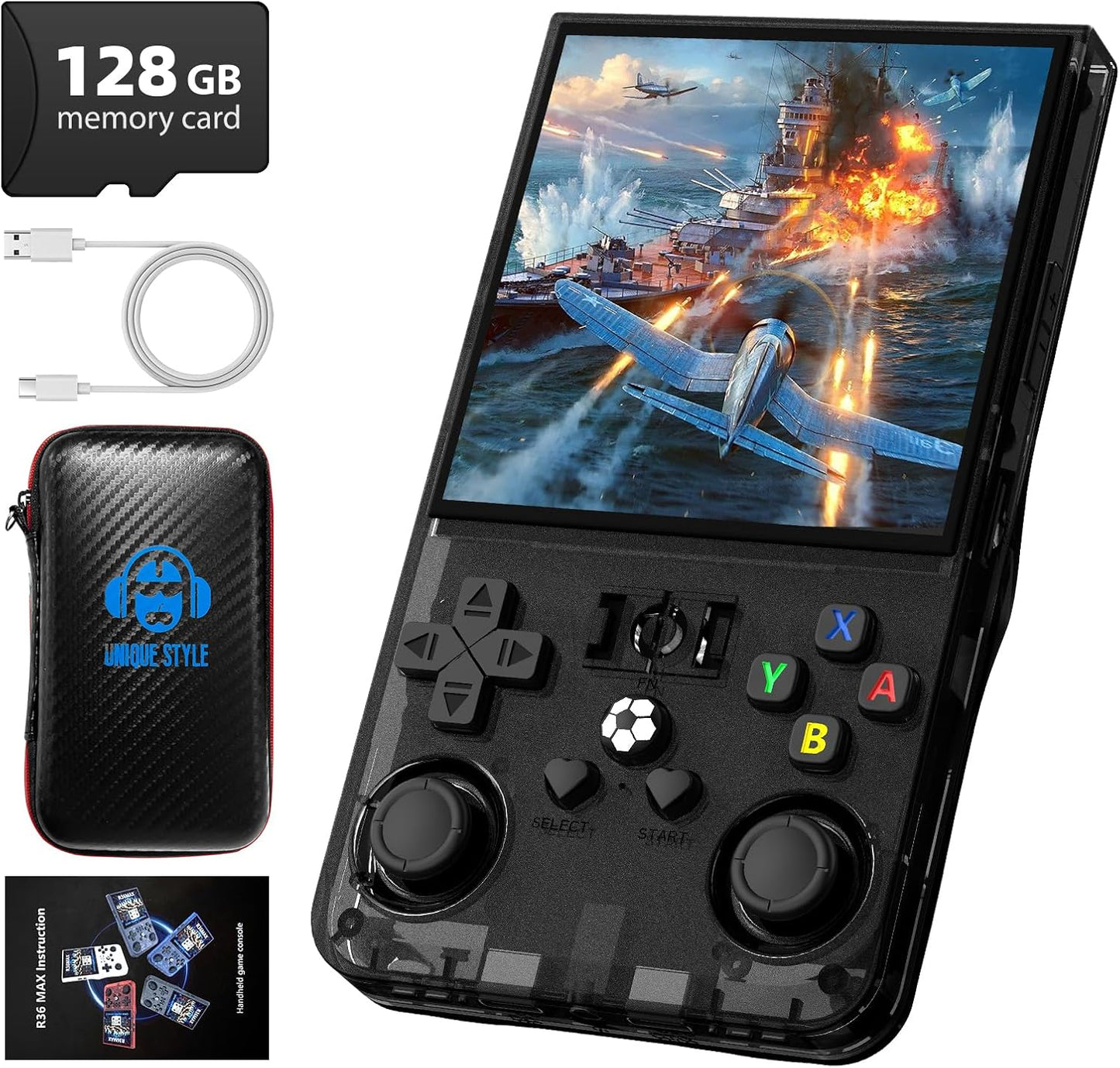 R36MAX Retro Handheld Game Console with 720x720 IPS Screen