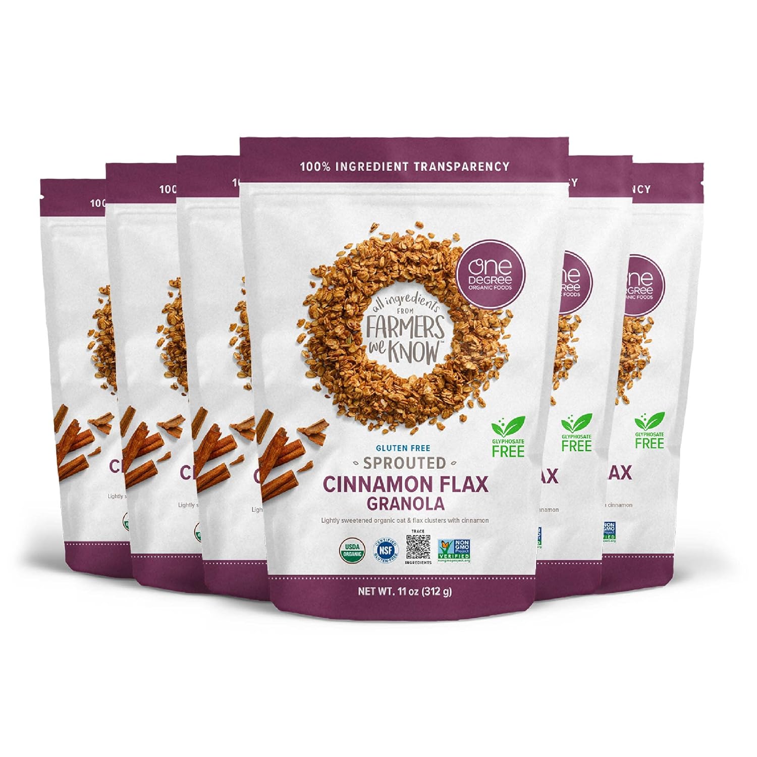 One Degree Organic Foods Sprouted Oat Cinnamon Flax Granola
