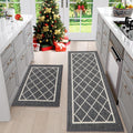 Kitchen Rugs Non-Slip Runner Set 20x30in + 20x48in - Machine Washable