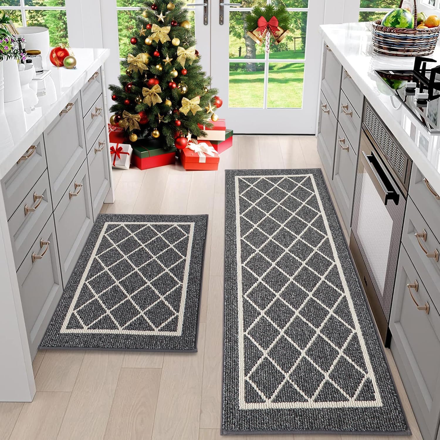 Non-Slip Kitchen Rugs Set with TPR Backing for Safety and Style