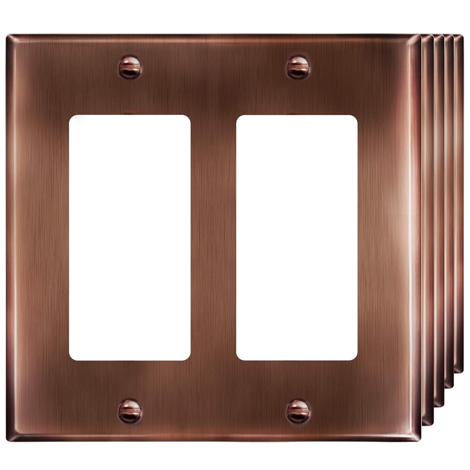 ENERLITES Double Decorator Switch Cover Plate in Antique Copper