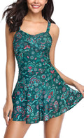 Women's Crossover Ruched Skirt One Piece Swimdress - Tummy Control