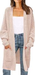 Women's Long Batwing Sleeve Chunky Knit Cardigan - Lightweight Cozy