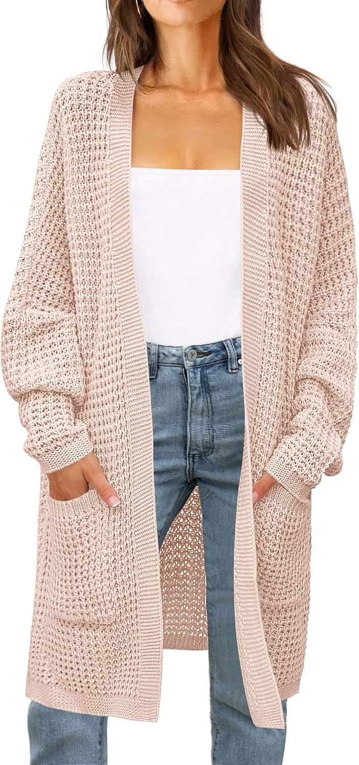 ZESICA Women's Long Batwing Sleeve Open Front Cardigan Sweater