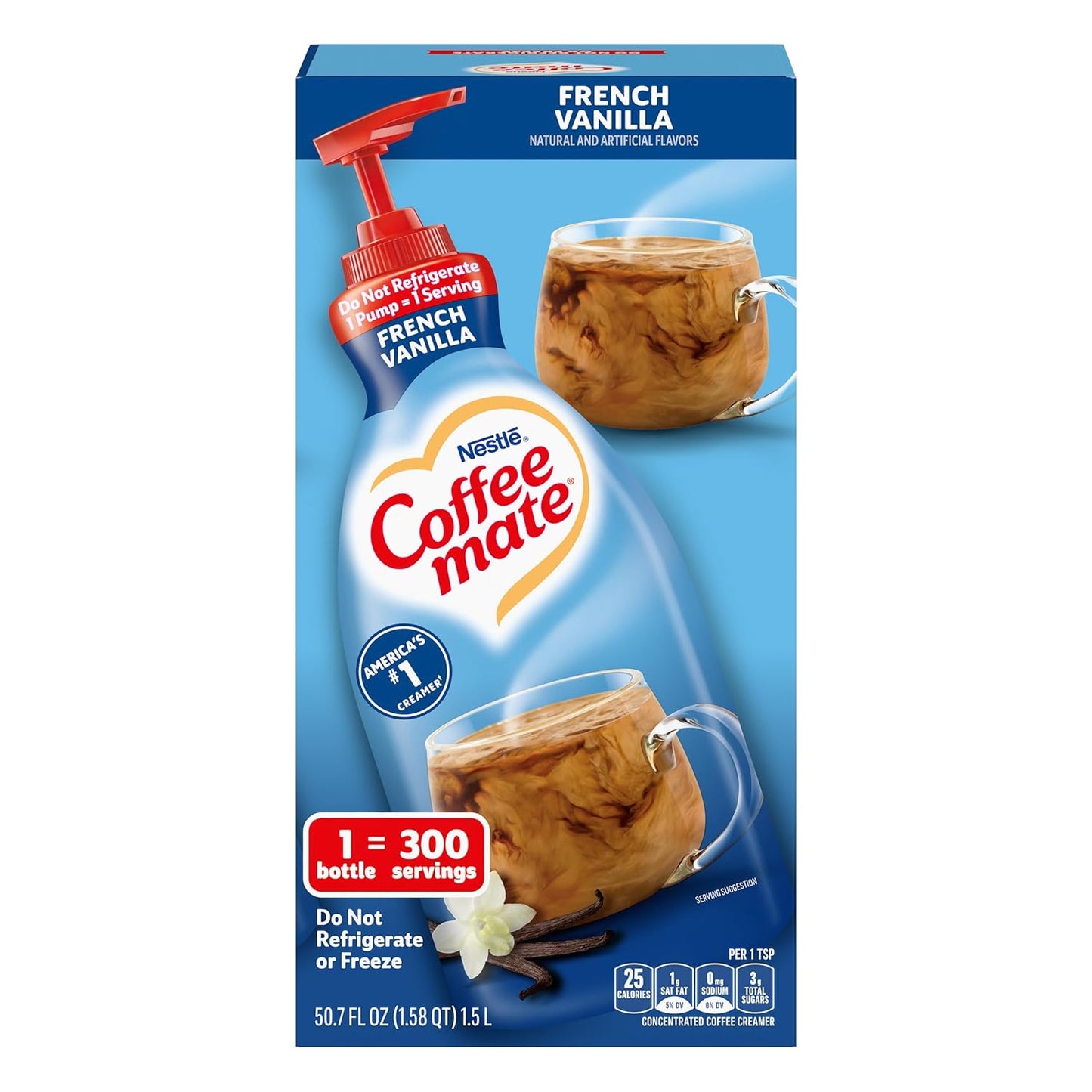 Convenient Pump Bottle French Vanilla Coffee Creamer