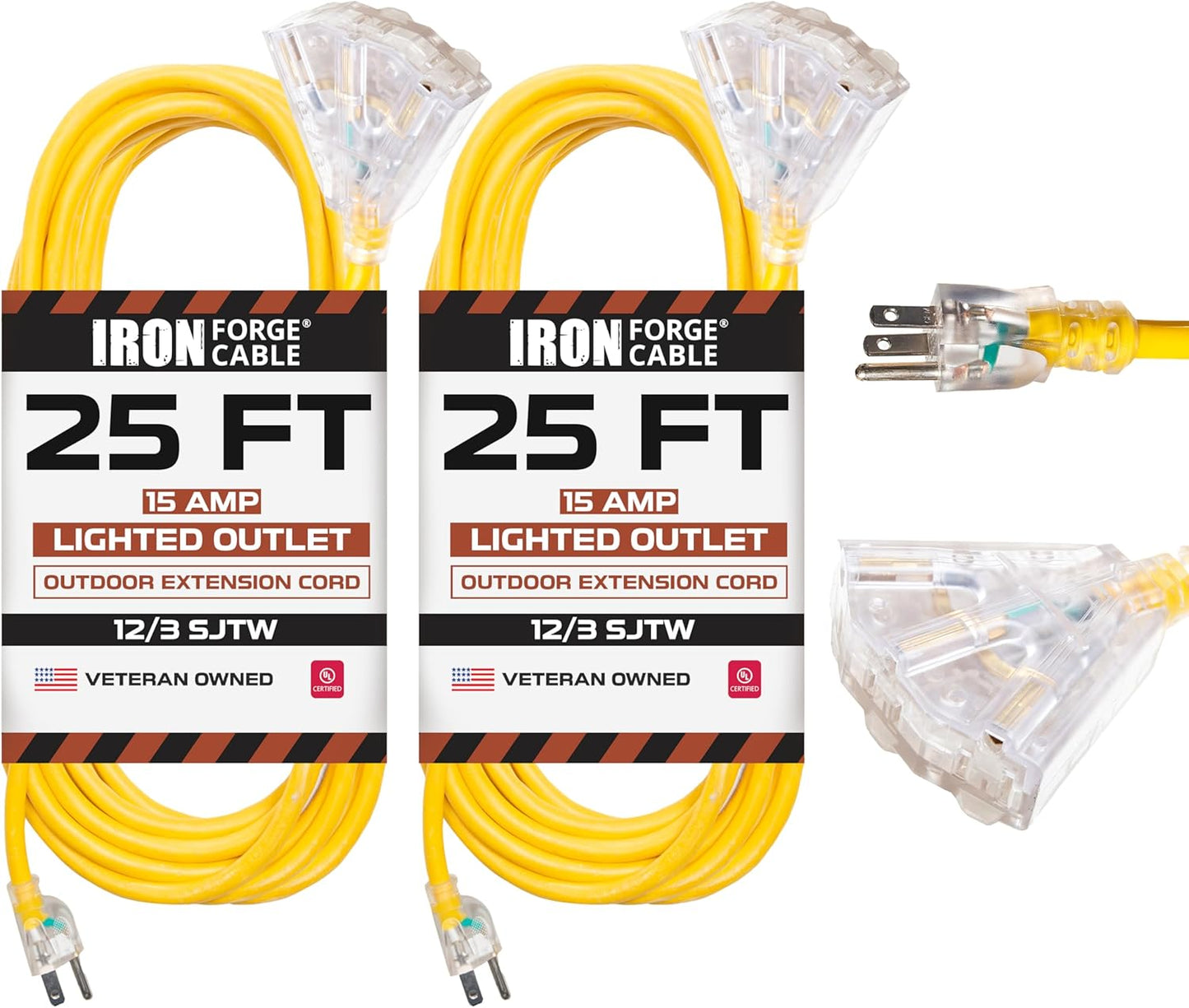 Iron Forge Cable 25 Foot Lighted Outdoor Extension Cord