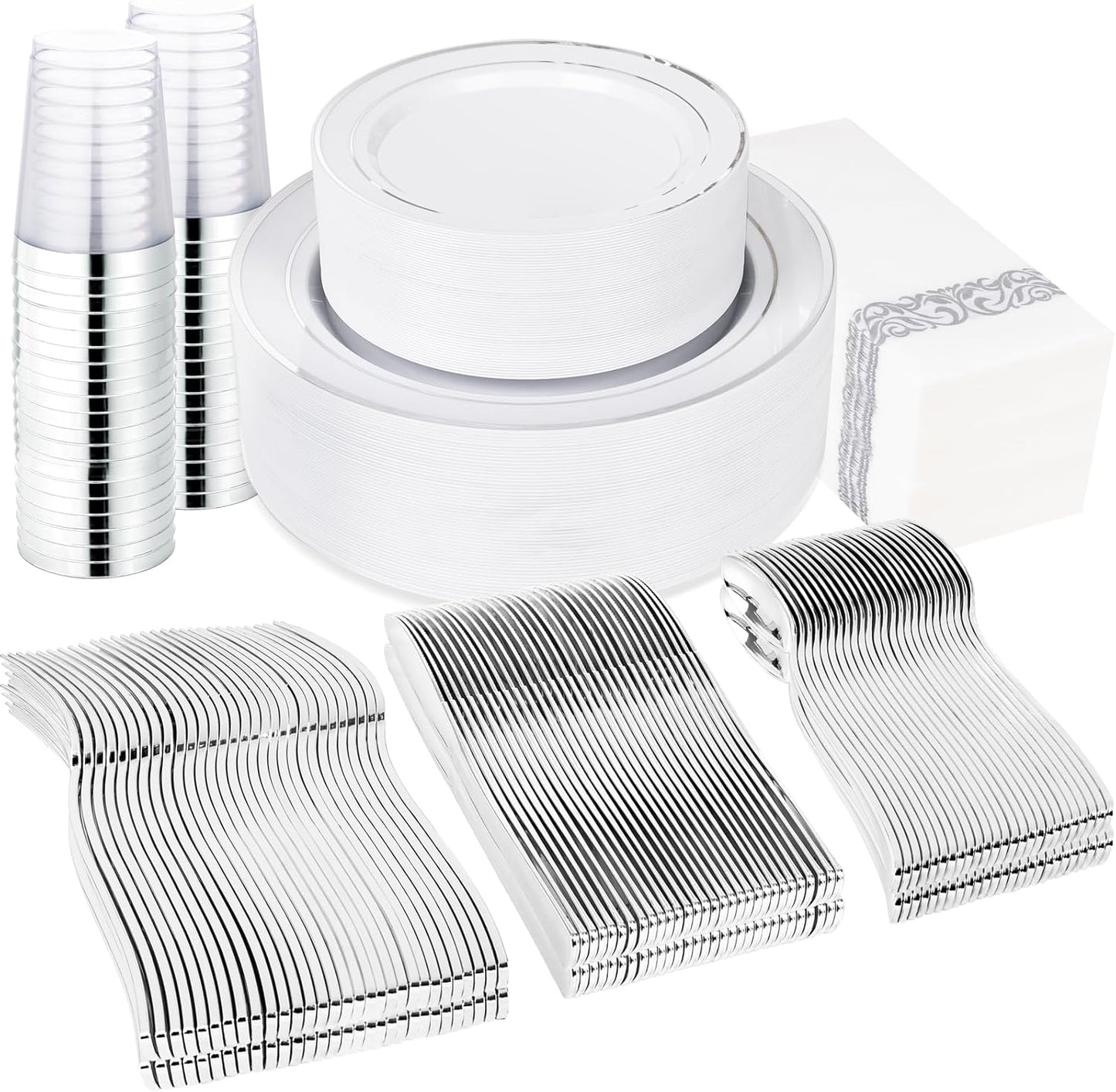 Supernal 400pcs Heavy Duty Disposable Dinnerware Set for Parties