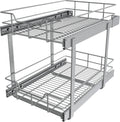 2 Tier Pull Out Cabinet Organizer 15 in W x 22 in D - Space Saving