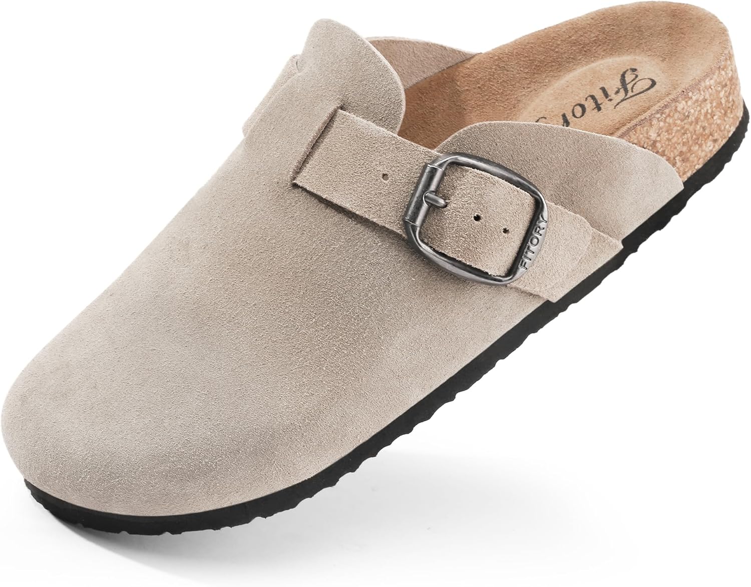 FITORY Womens Clogs Slip-on Potato Shoes with Suede Cork Footbed