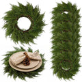 Christmas Placemats Set of 6 Round Greenery Place Mats - Festive Table