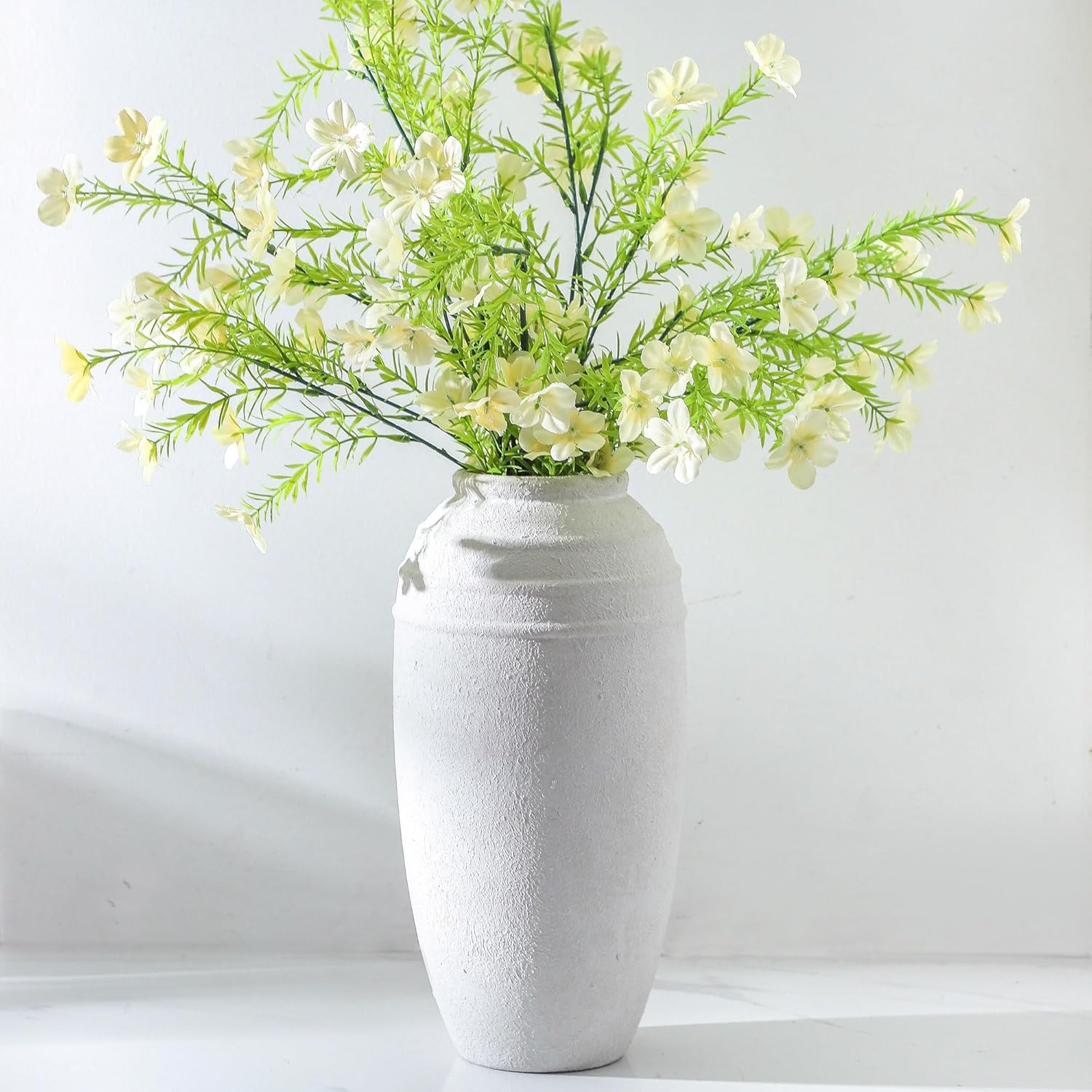 Rustic Farmhouse Flower Vase - Vintage Ceramic Home Decor