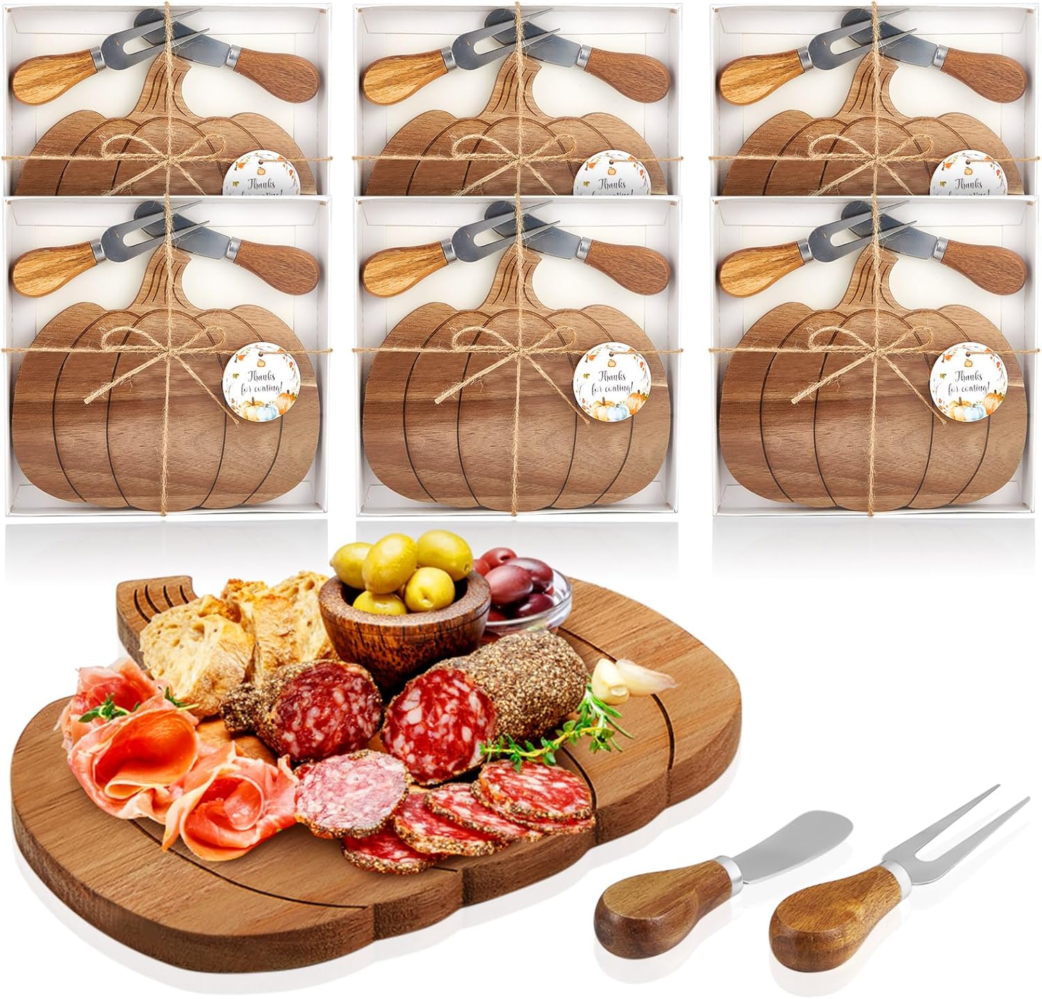 Pumpkin Cheese Board Set for Fall Parties and Thanksgiving Gifts