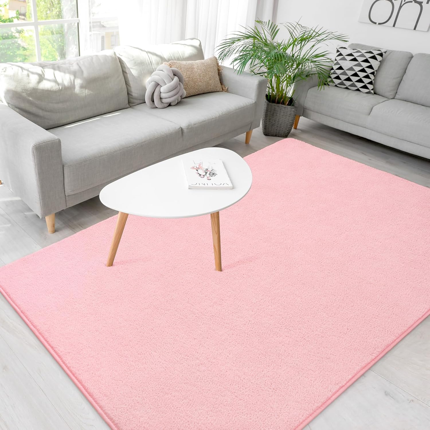 Soft Rugs for Living Room 5x7 Pink, Minimalist Area Rug