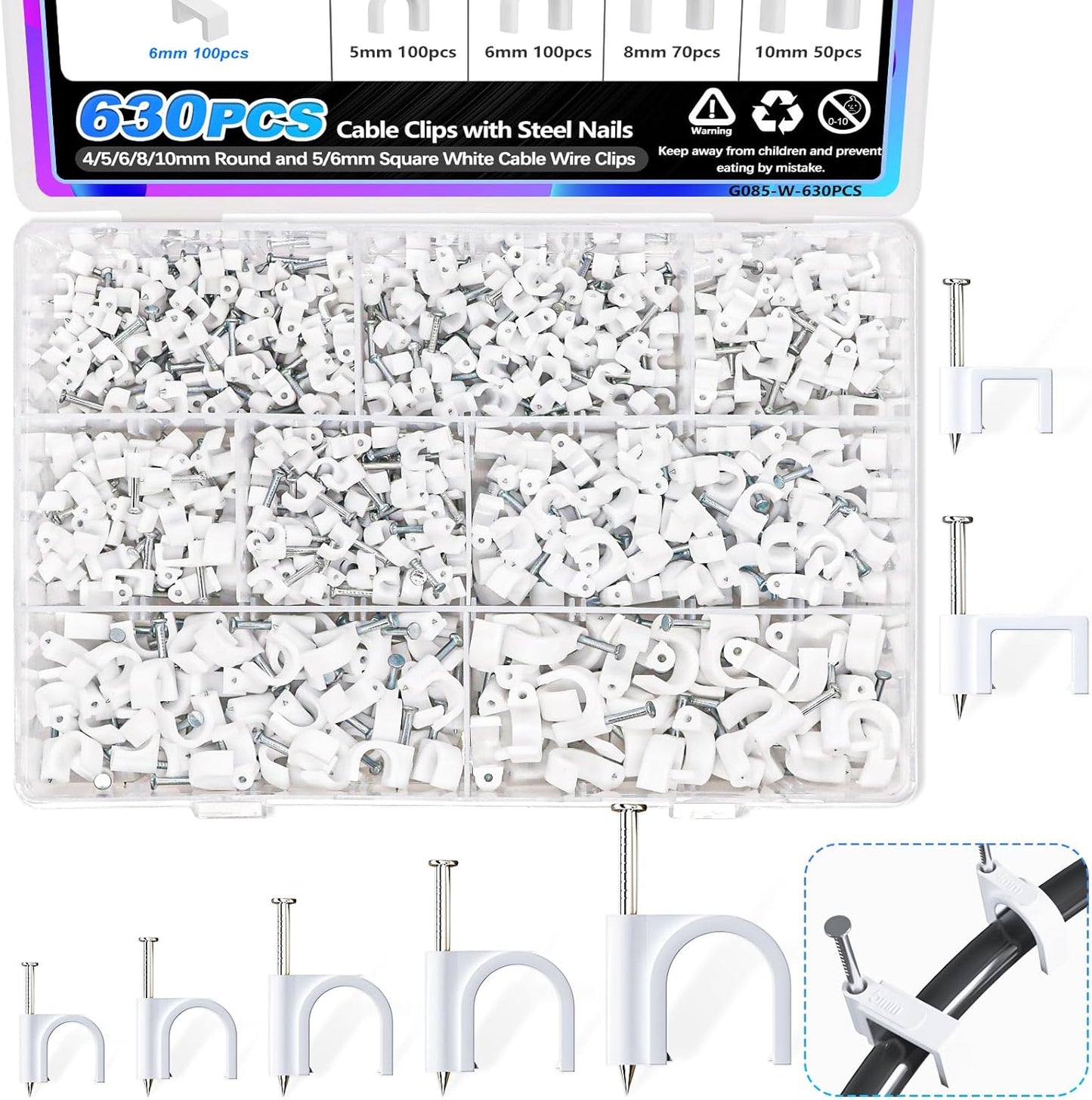 630PCS Cable Clips: Secure Cable Management
