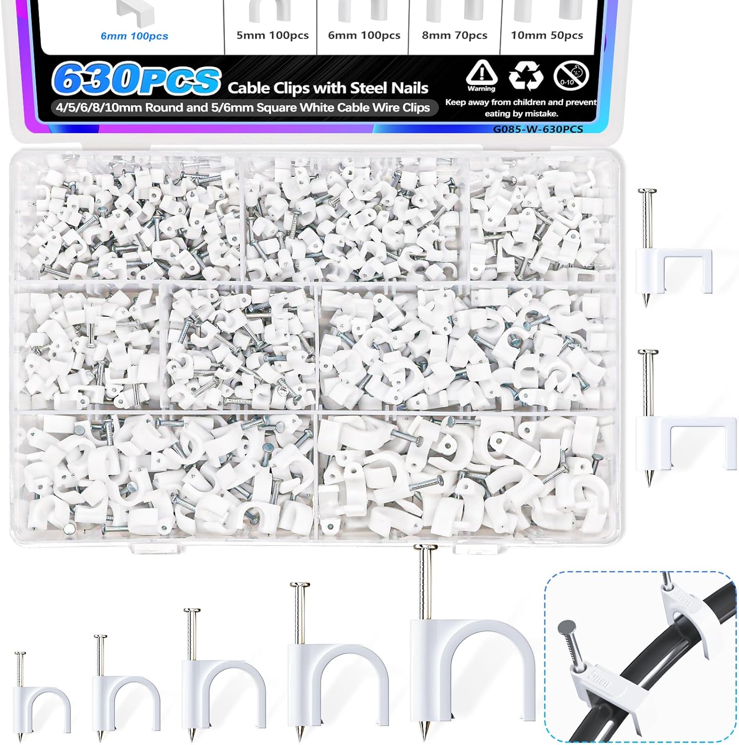 630PCS Cable Clips: Secure Cable Management