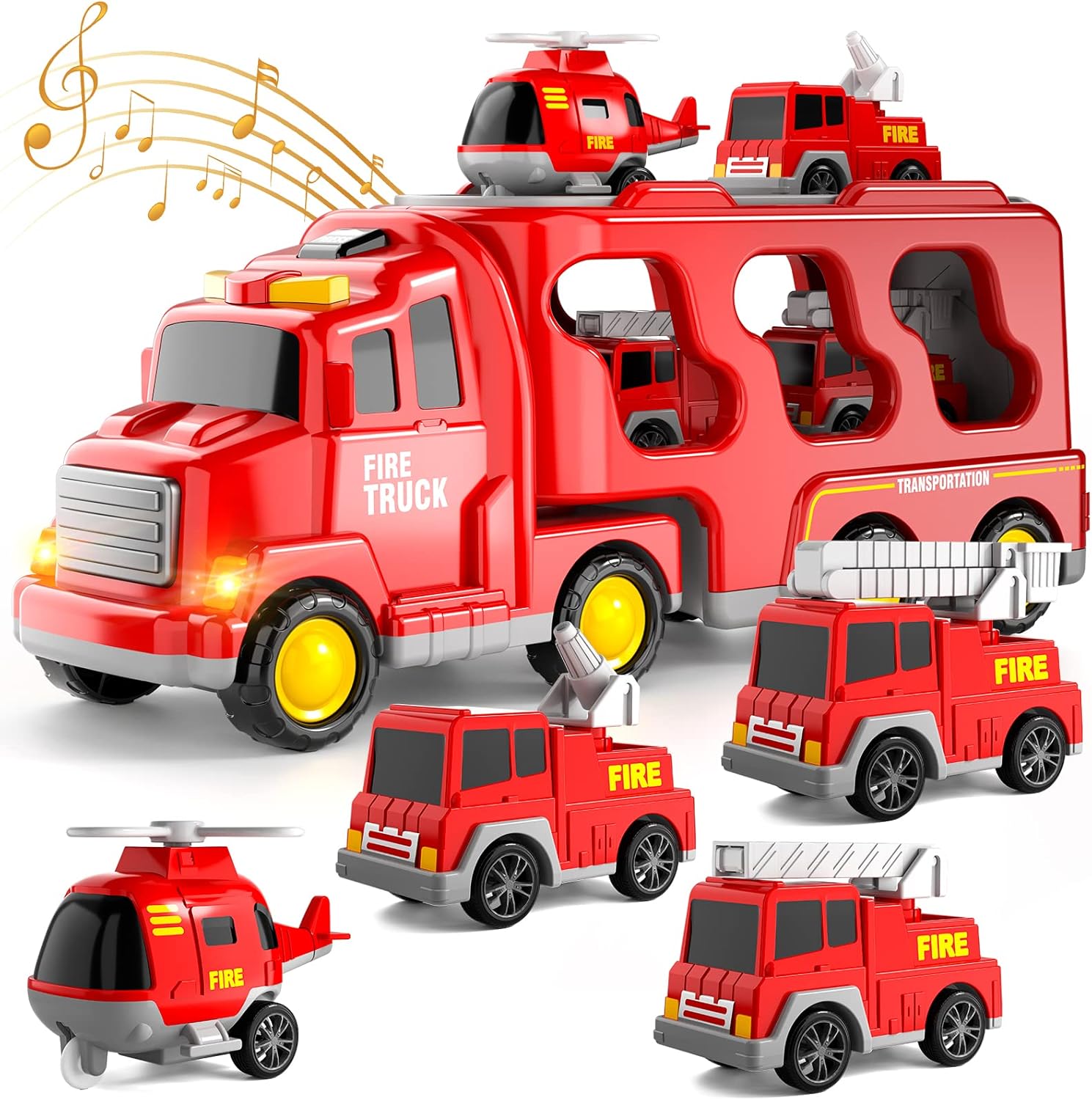 5-in-1 Fire Truck Toy Set for Toddlers, Lights & Sounds, Perfect Gift!