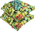 Indoor/Outdoor Tufted Seat Cushions with Ties Set of 2 - Waterproof