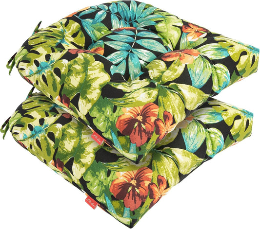 Indoor Outdoor Tufted Seat Cushions Set of 2 for Chairs