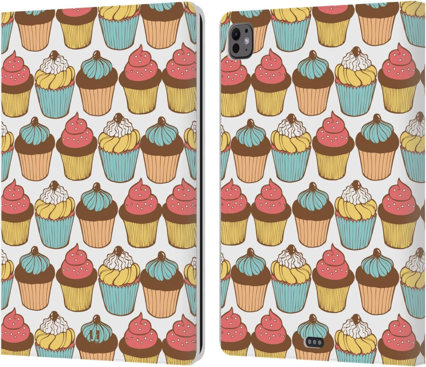 Yummy Patterns Cupcakes Happiness Leather Wallet Case for iPad Pro