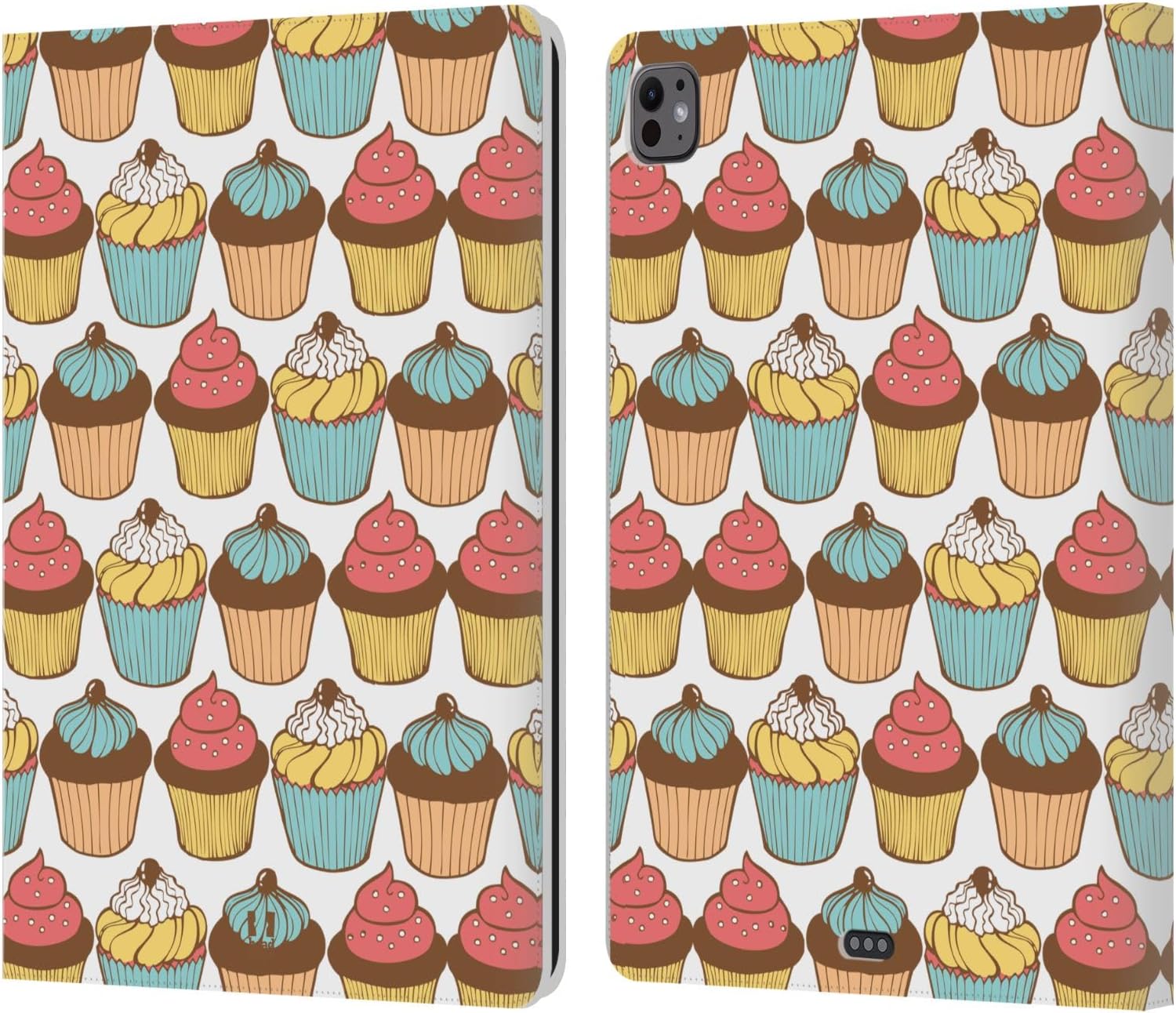 Yummy Patterns Cupcakes Happiness Leather Wallet Case for iPad Pro