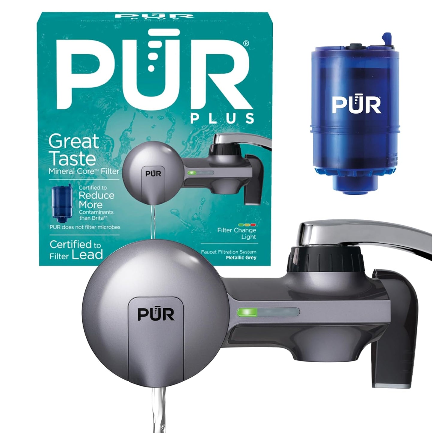 PUR Plus Horizontal Faucet Mount Filtration System for Clean Water