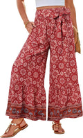 Wide Leg Palazzo Pants High Waisted Flowy Beach Pants - Comfortable