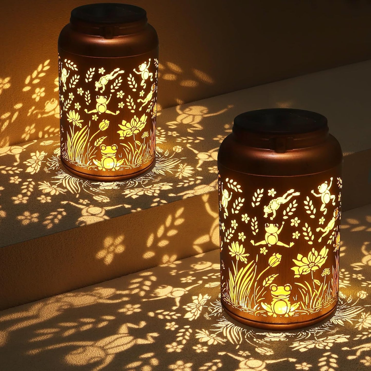 2 Pack Solar Lanterns Outdoor Waterproof for Garden Decor Gifts