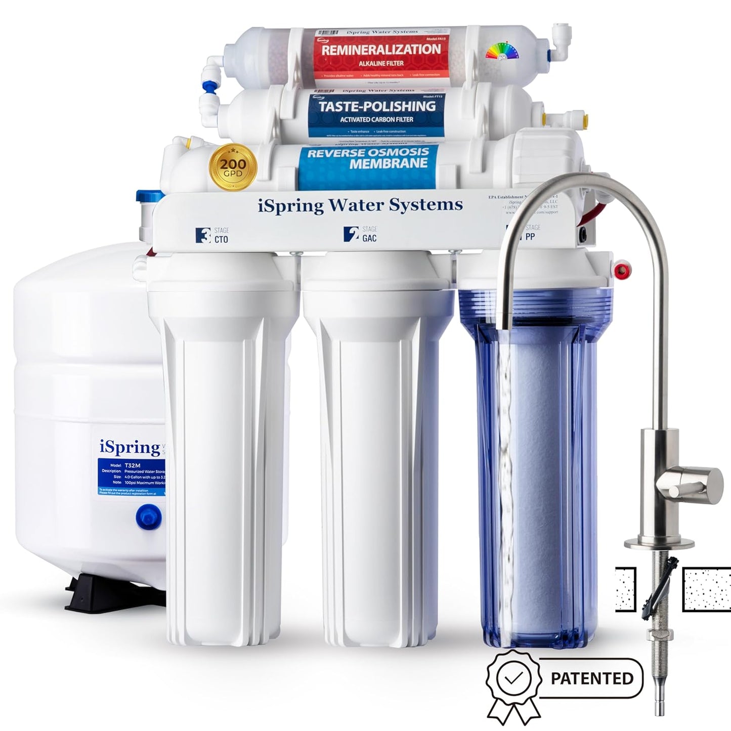 iSpring RCC2AK 200 GPD Under Sink Reverse Osmosis System