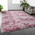 5 x 8 Tie-Dyed Pink Purple Shag Area Rug - Ultra Soft Plush