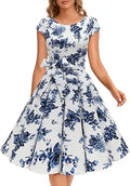 Vintage 1950s Retro Rockabilly Prom Dress - Classic Cap-Sleeve